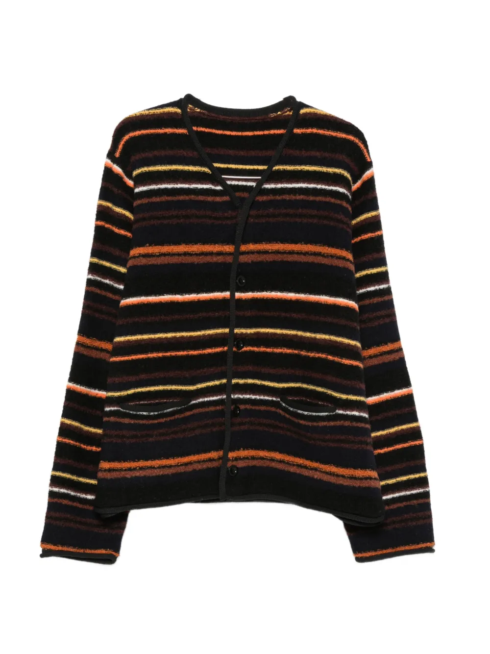 sacai striped button-up cardigan - Nero