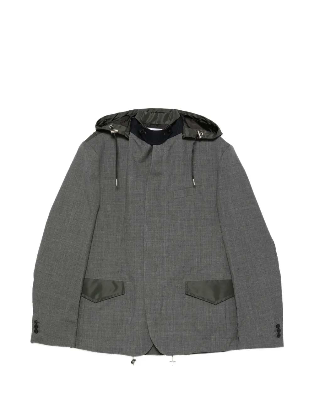 sacai hooded panelled jacket - Grigio