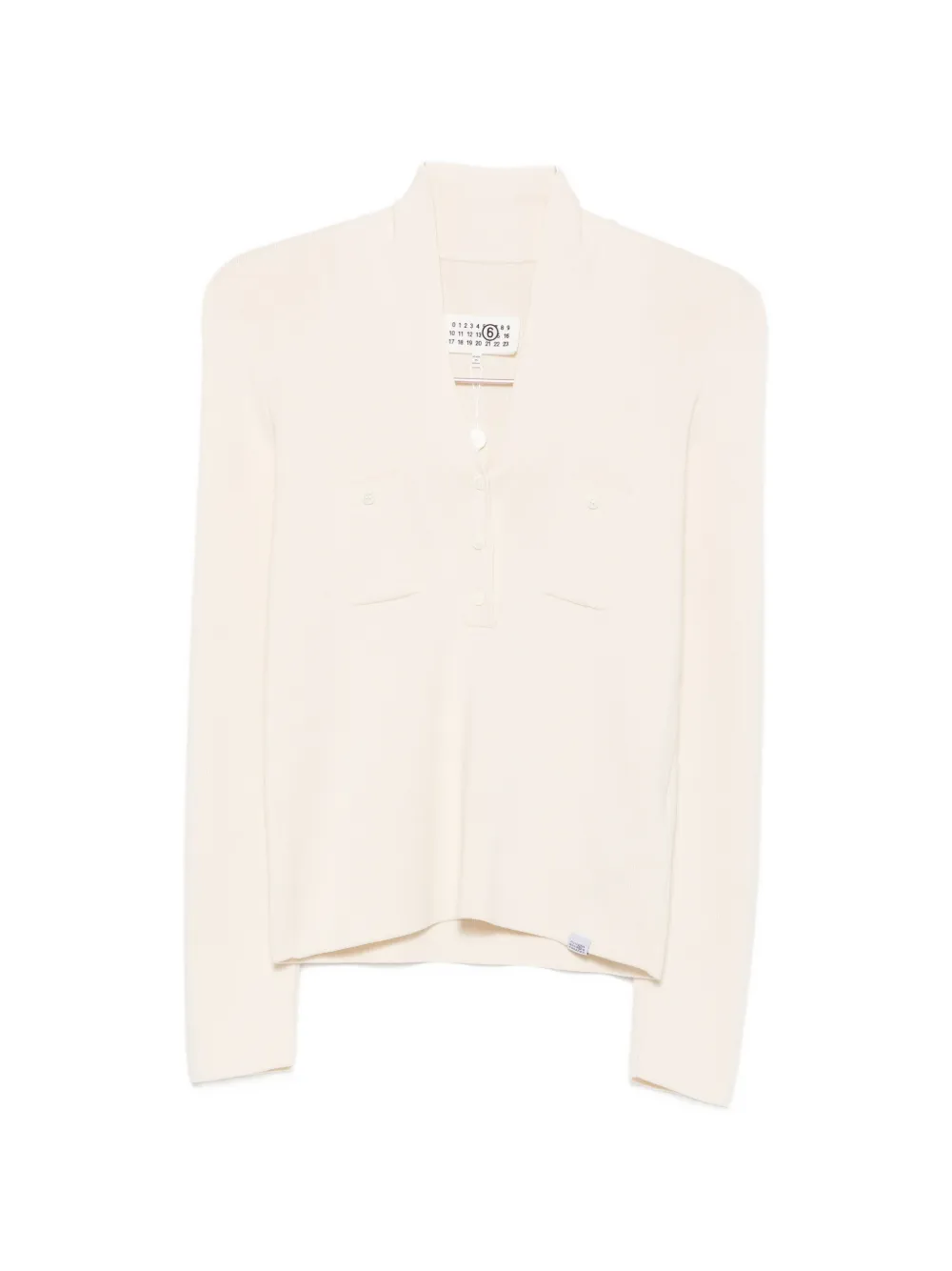Mm6 Maison Margiela V-neck Pocket-detail Sweater In Neutrals