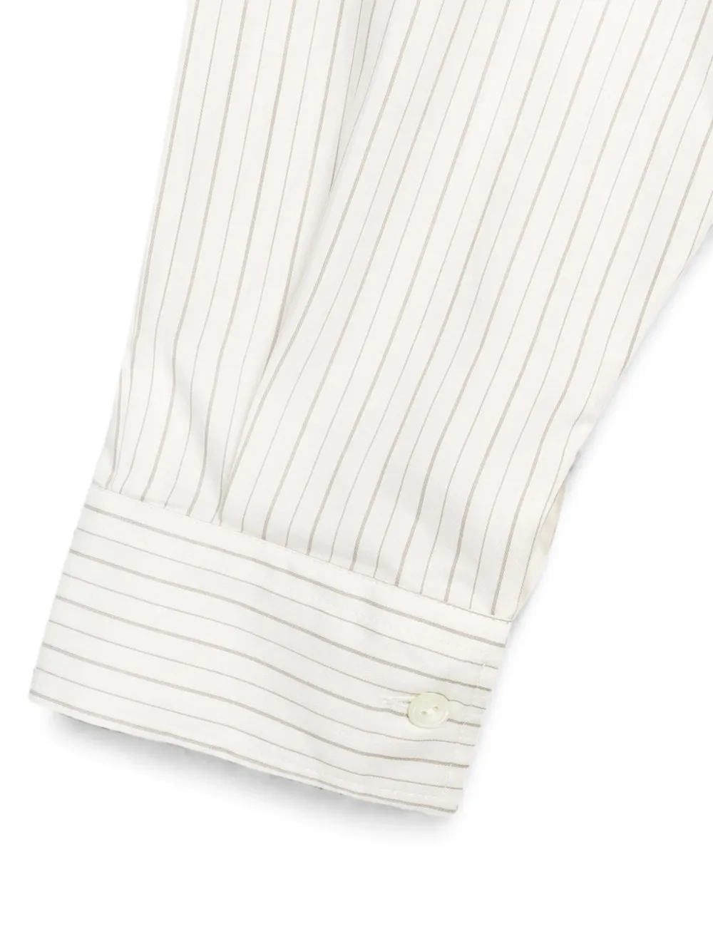 Vera Wang Mercer gestreepte midi-blousejurk met plooien en V-detail Beige
