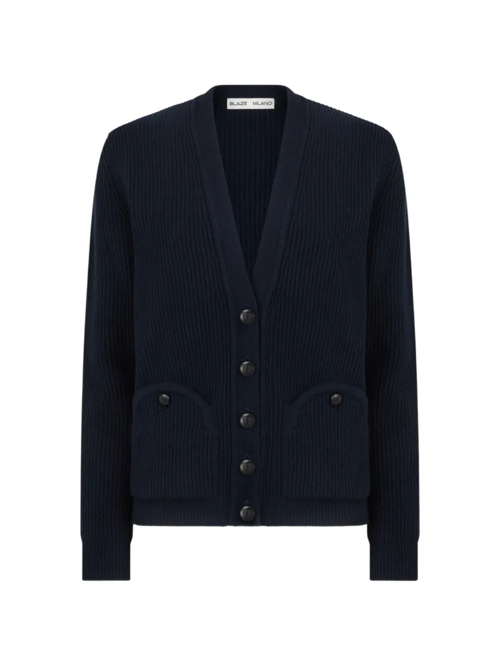 Blazé Milano ribbed-knit smiley-pocket cardigan - Blu
