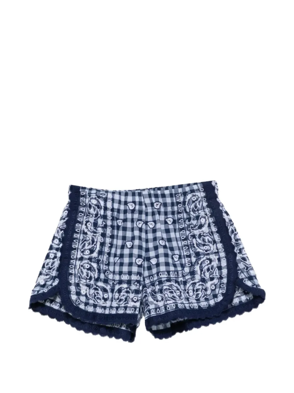 orsina gingham bandana-print shorts - Blu