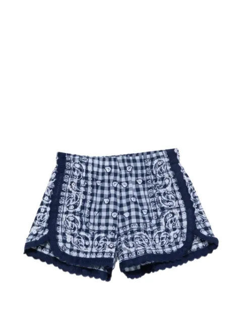 orsina shorts a cuadros gingham con motivo de bandana