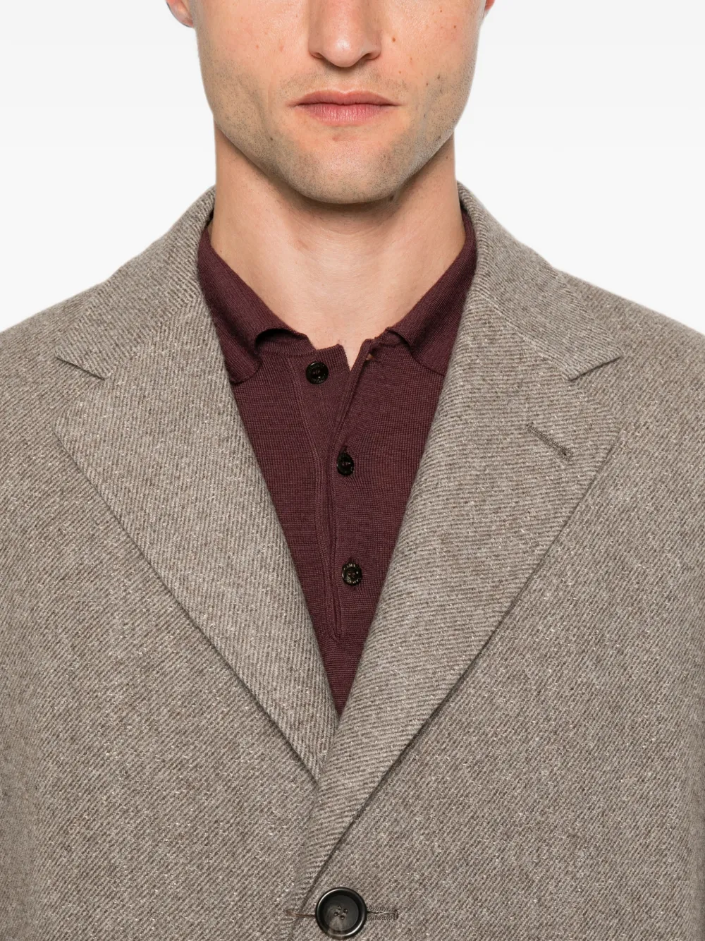 Canali Wollen jas met enkele rij knopen Beige