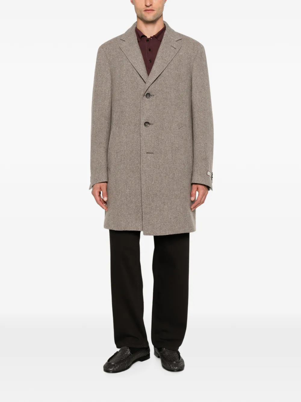 Canali Wollen jas met enkele rij knopen Beige