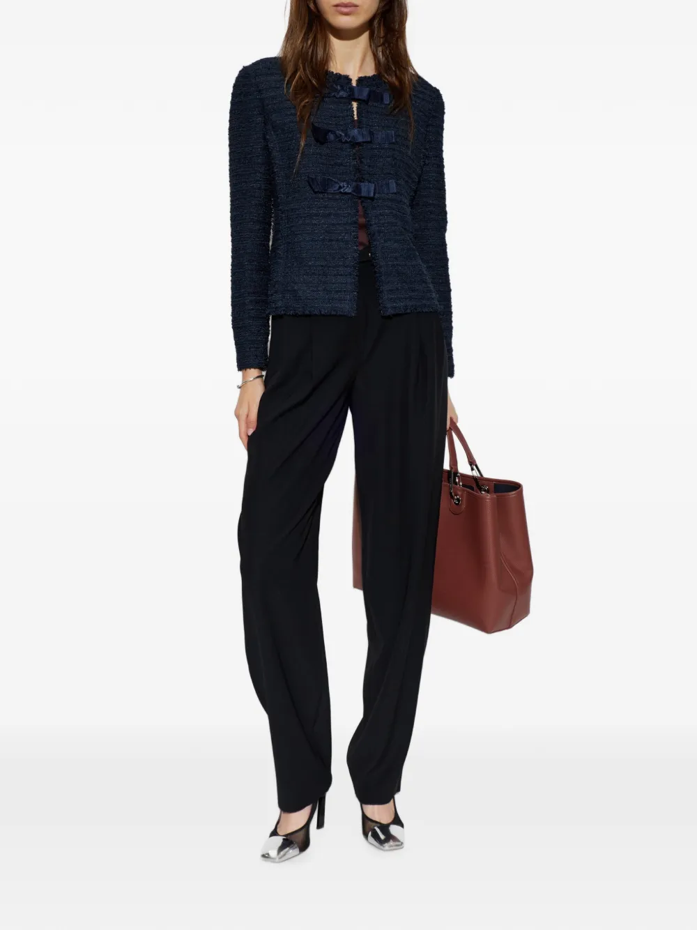 Emporio Armani Plooibroek met ceintuur Zwart