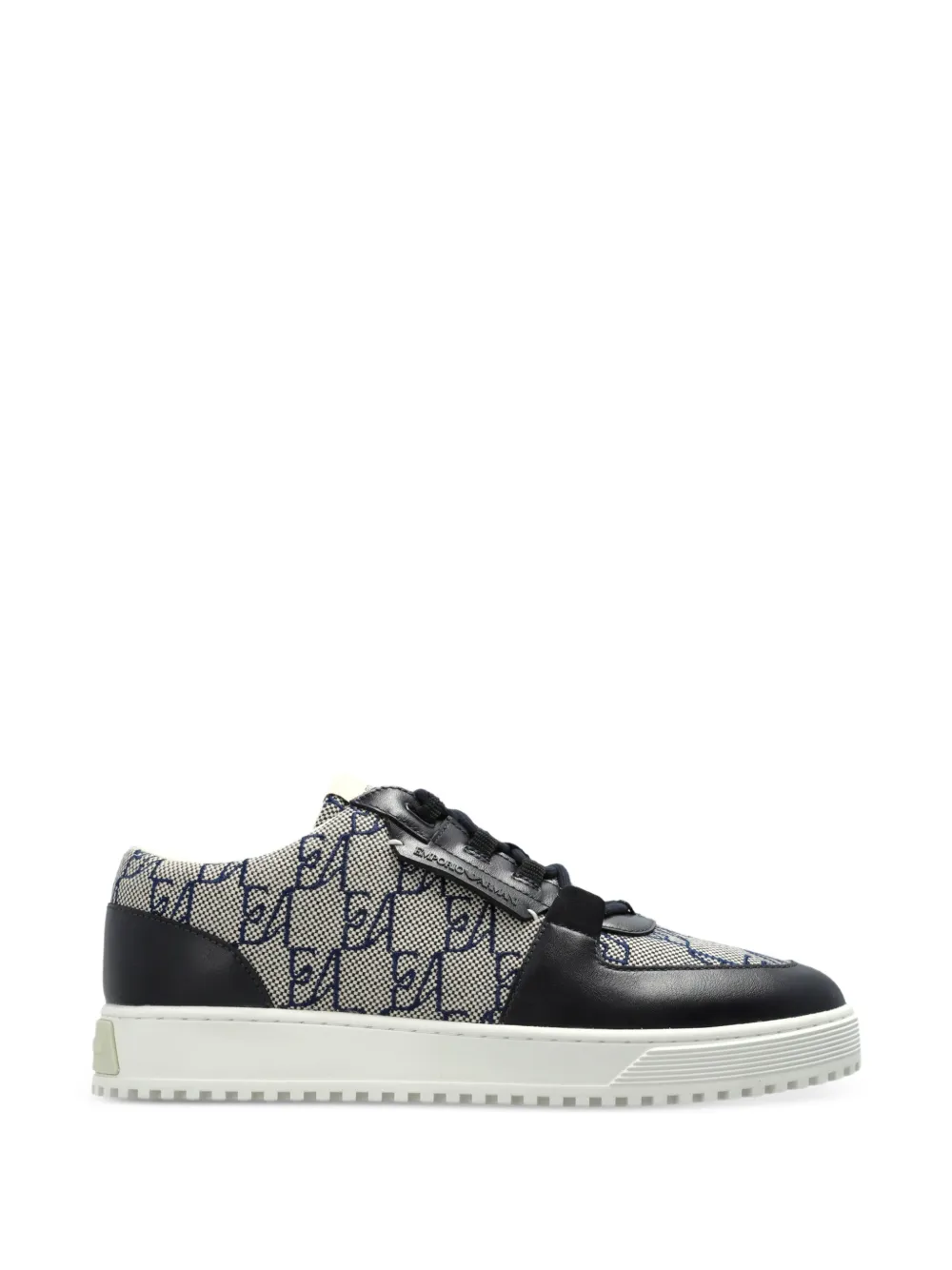 Emporio Armani monogram-print leather sneakers - Toni neutri