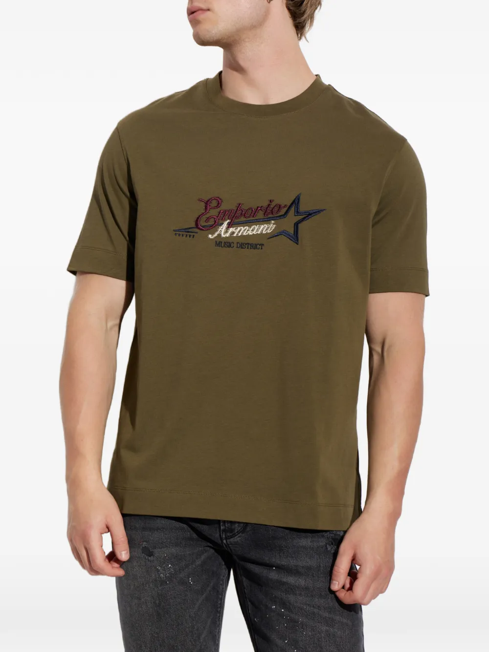 Emporio Armani T-shirt met geborduurd logo Groen