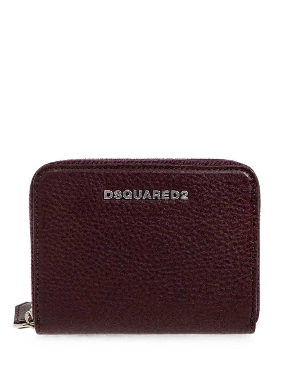 DSQUARED2 logo-plaque pebbled-leather wallet - Marrone