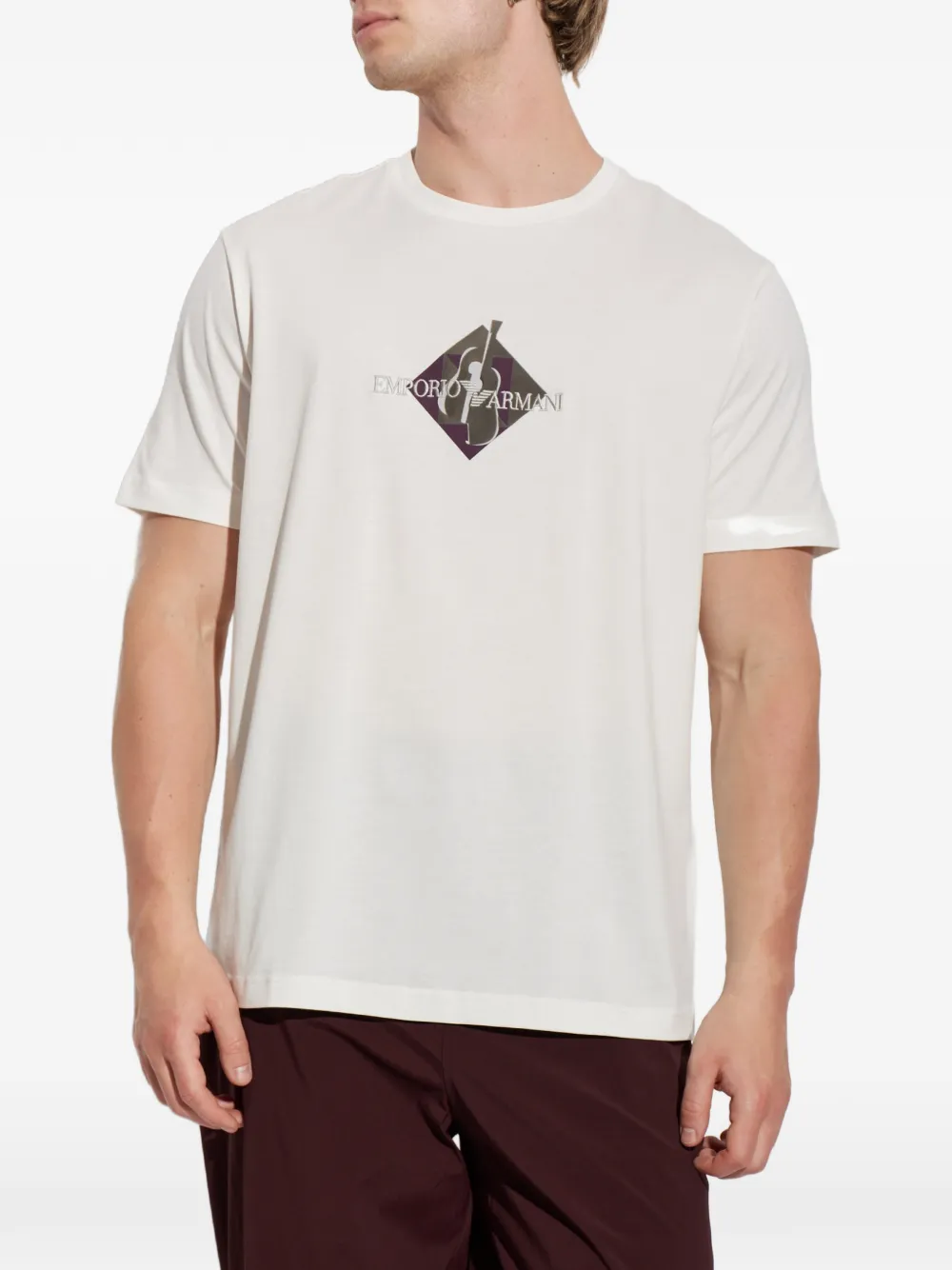 Emporio Armani T-shirt met geborduurd logo Wit