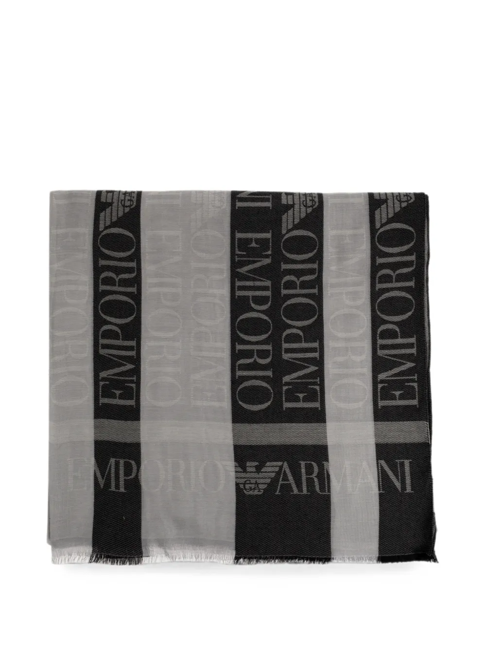 Emporio Armani logo-print fringed scarf - Nero