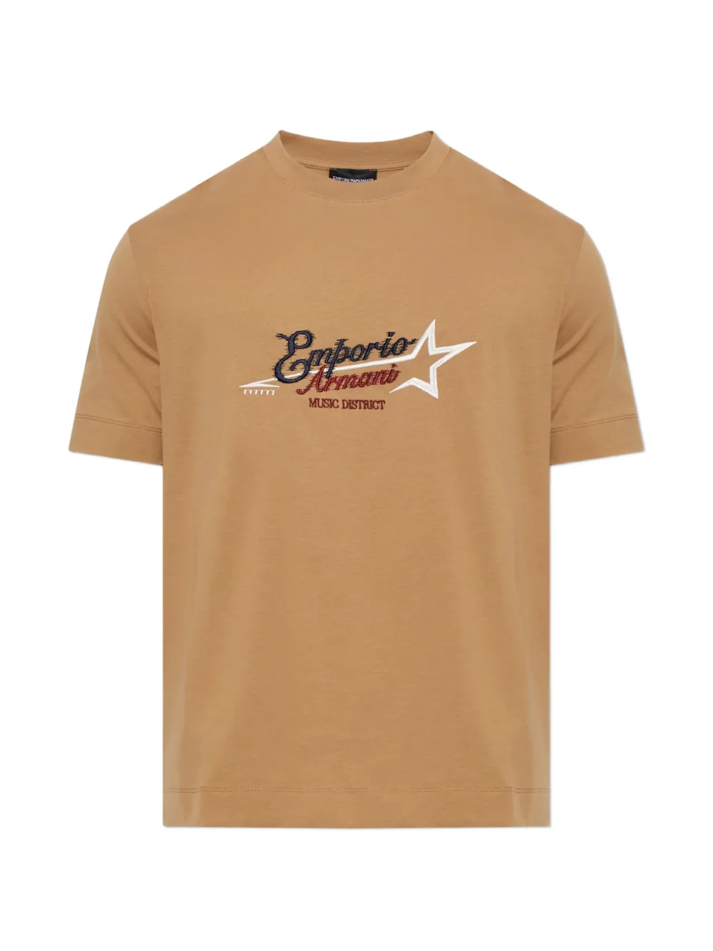 Emporio Armani logo-embroidered T-shirt - Nude