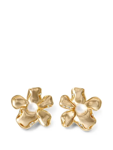 Self-Portrait faux-pearl flower earrings