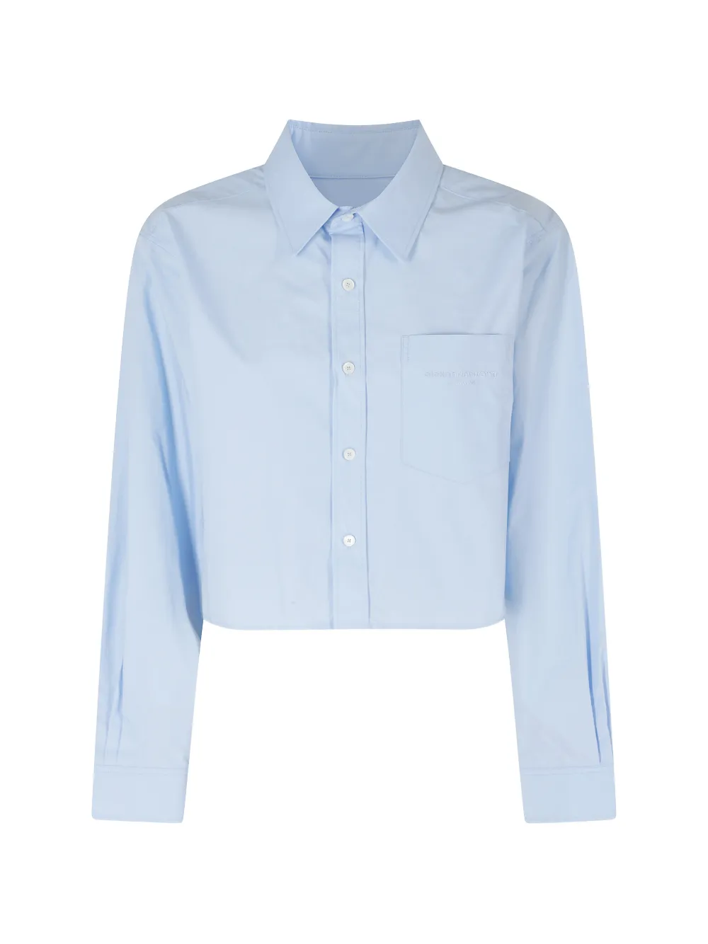 Alexander Wang embroidered-logo crop shirt - Blu
