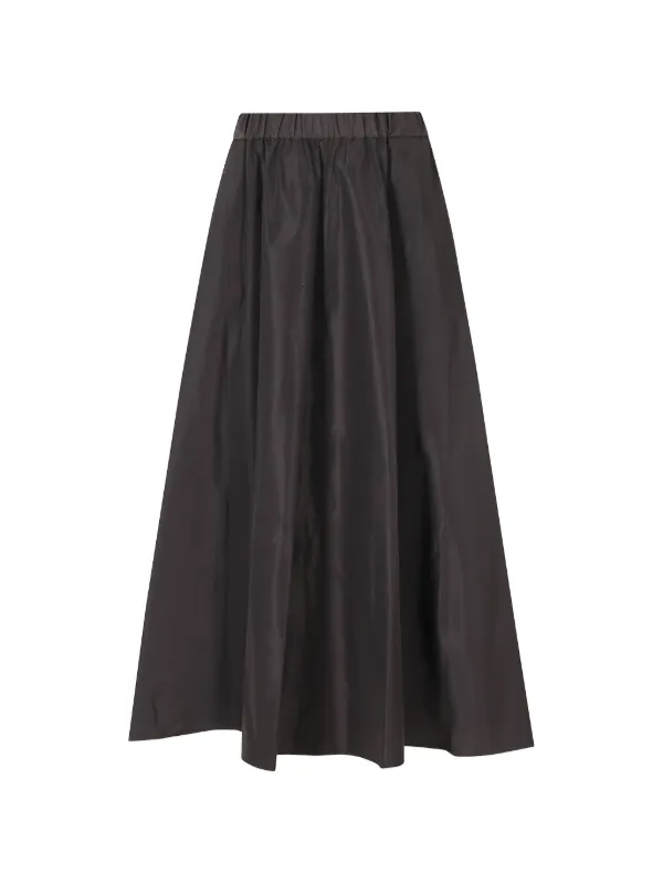 ASPESI Elasticated-waistband Flared Midi Skirt in Grey