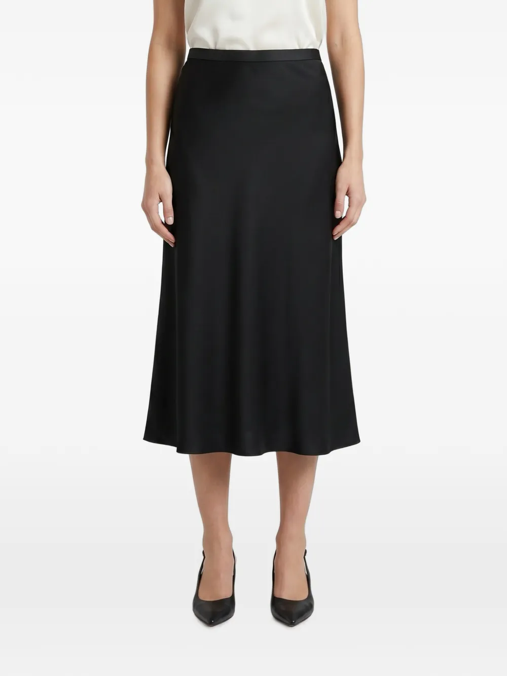 Brunello Cucinelli satin-finish midi skirt - Nero