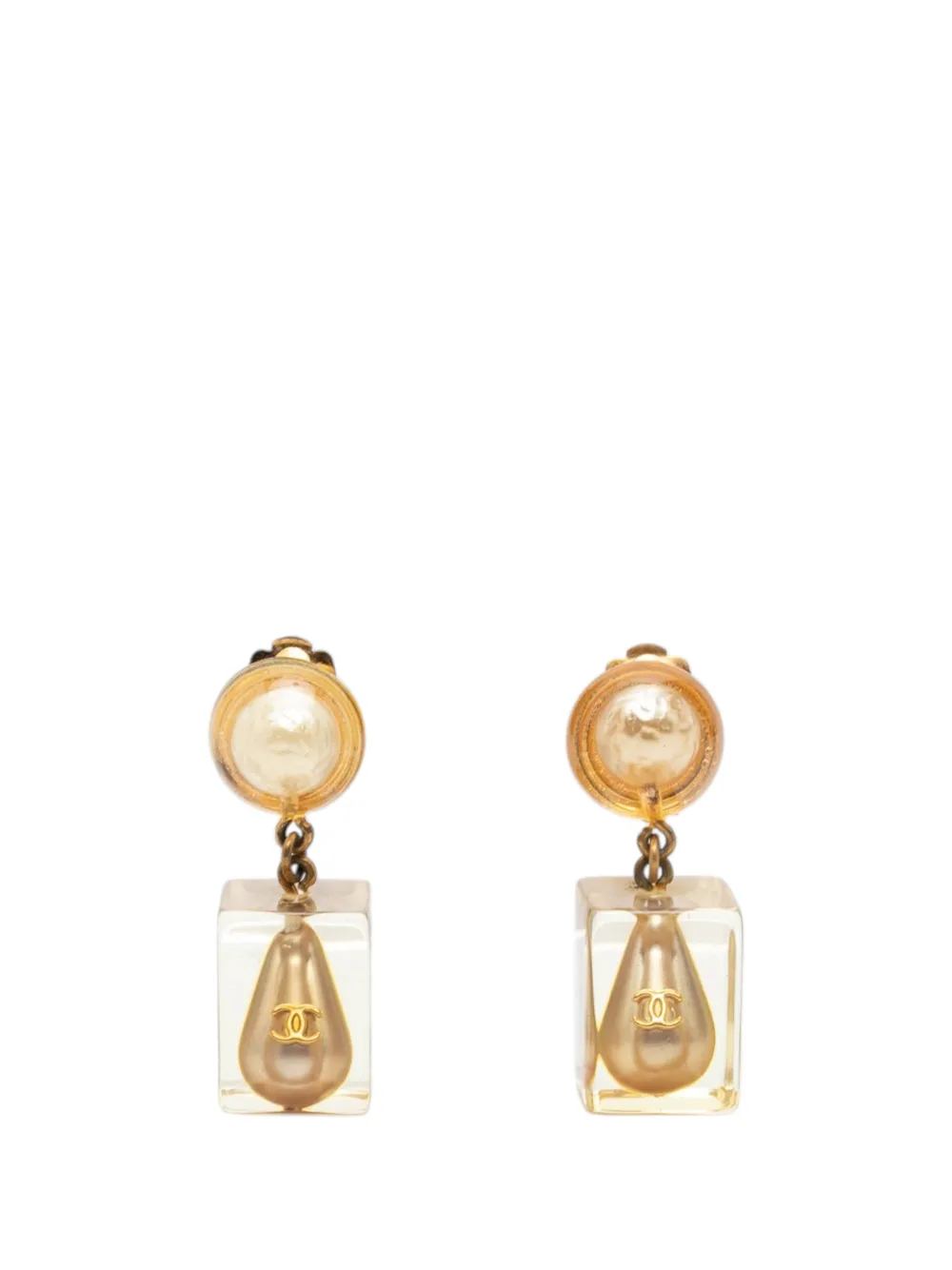 CHANEL Pre-Owned Orecchini CC a clip placcati oro con perle sintetiche 1997