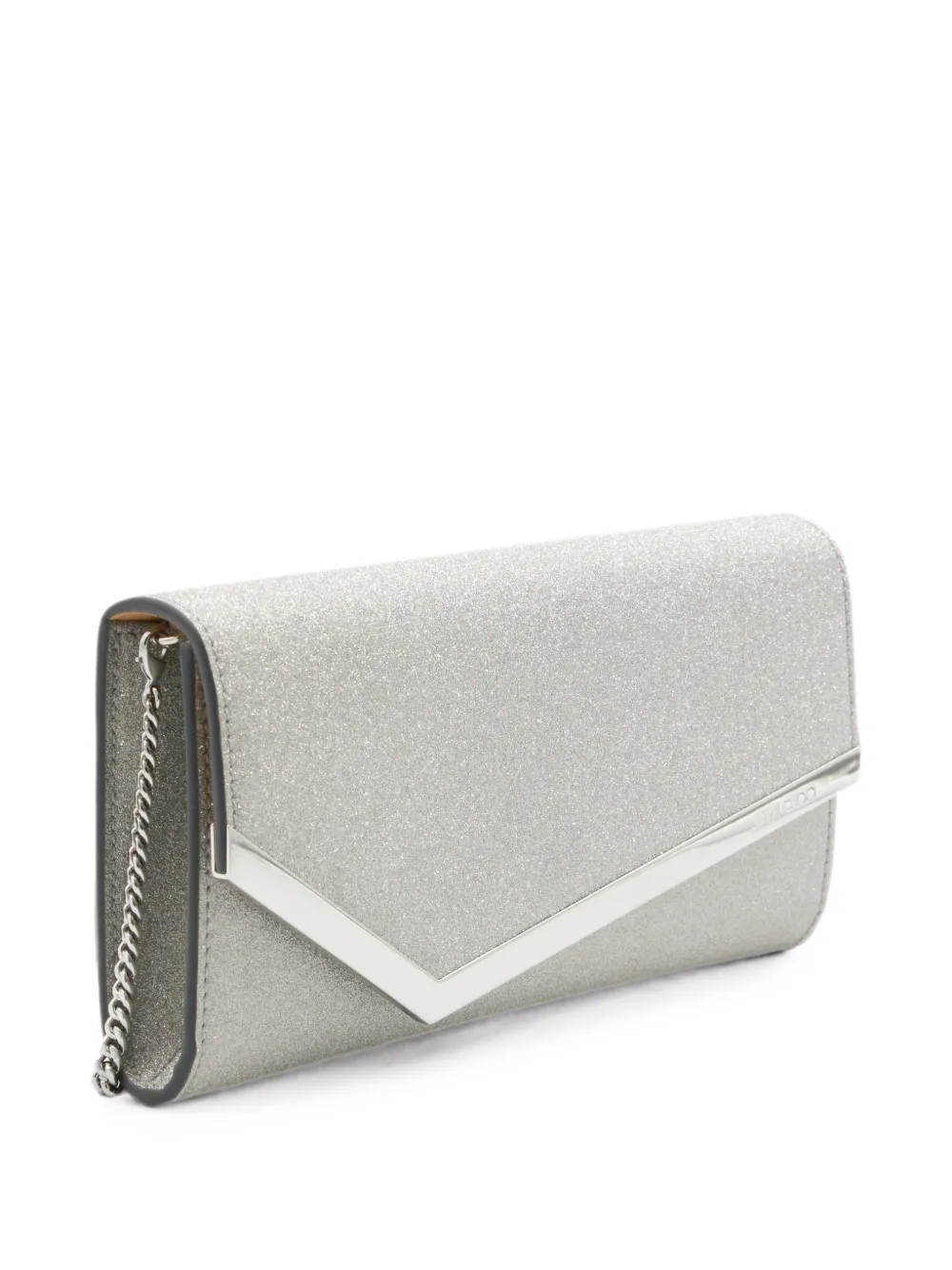 Jimmy Choo Emmie clutch met glitter-afwerking Zilver