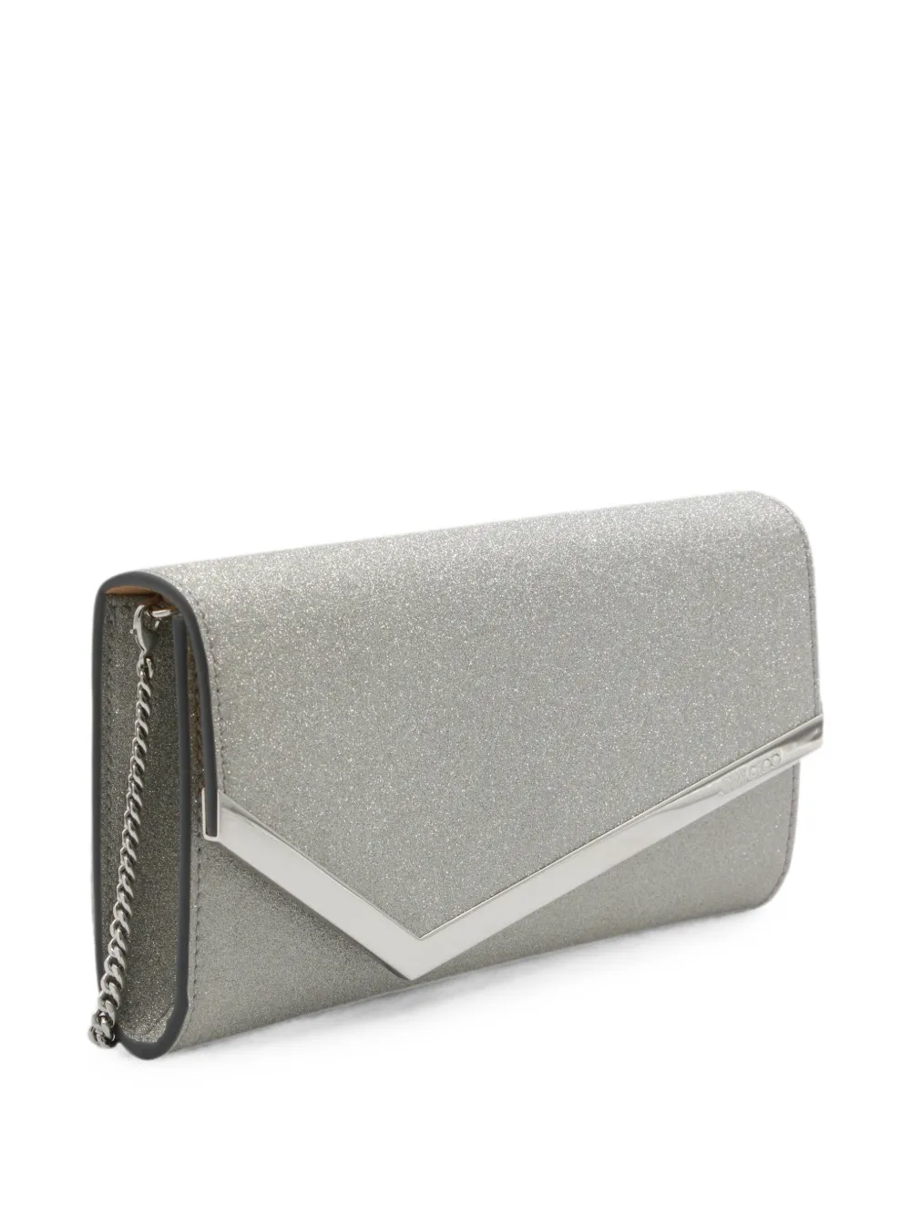 Jimmy Choo Emmie clutch met glitter-afwerking Zilver