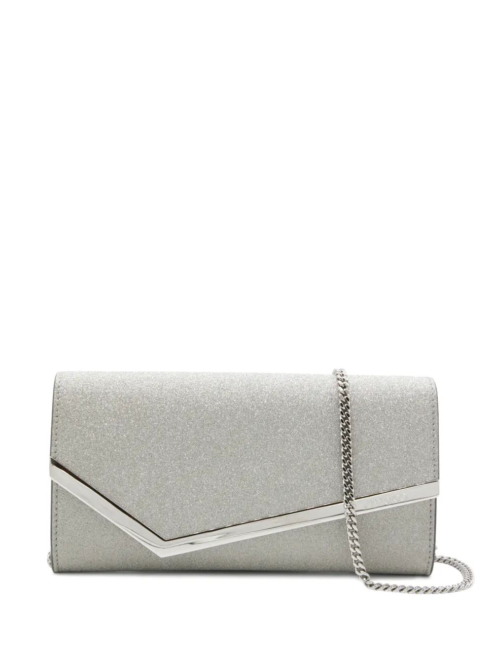 Jimmy Choo Emmie glitter-finish clutch bag - Silber
