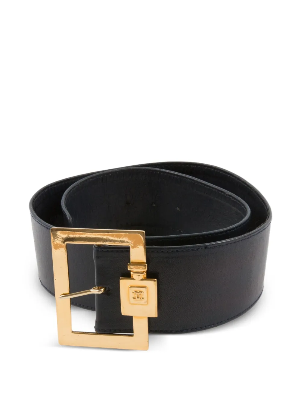 CHANEL Pre-Owned 1980s No. 5 bottle-motif buckle leather belt - Blue