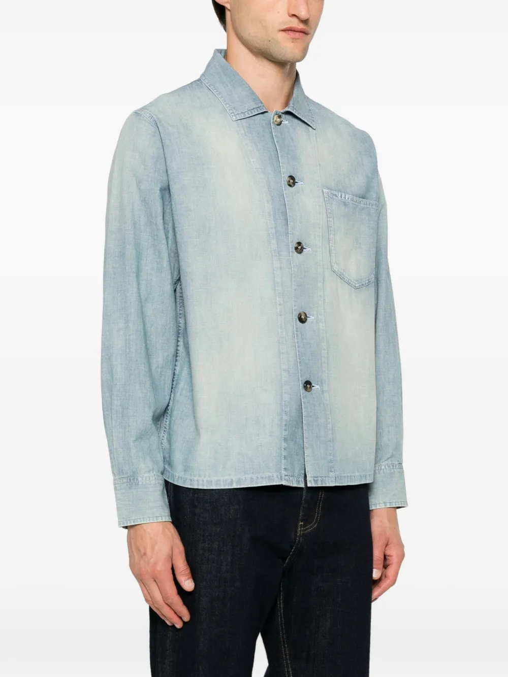 JW Anderson Chambray katoenen overhemd met borstzak en logo-patch Blauw