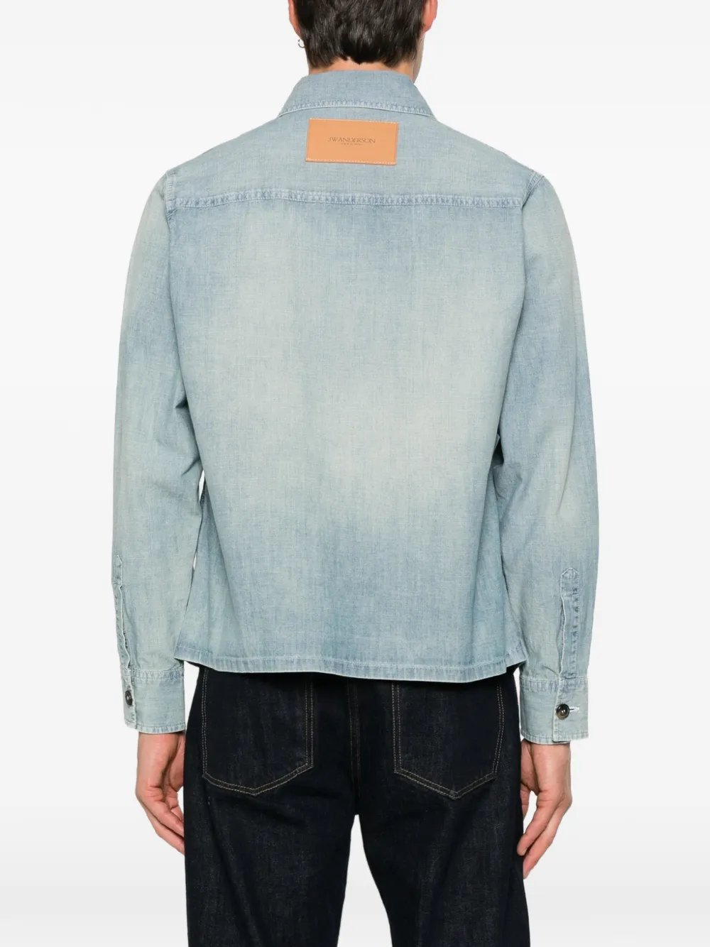 JW Anderson Chambray katoenen overhemd met borstzak en logo-patch Blauw