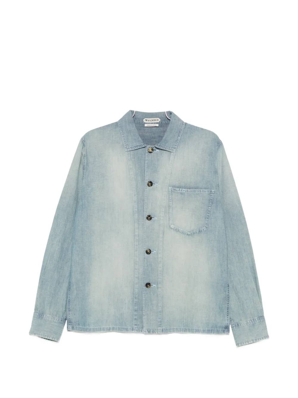 JW Anderson Chambray logo-patch chest-pocket cotton shirt - Blu