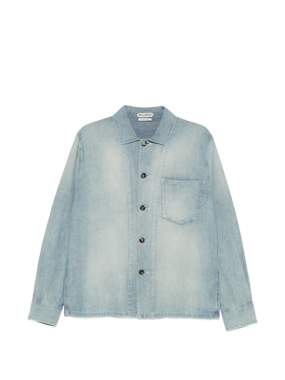 JW Anderson Chambray logo-patch chest-pocket cotton shirt - Blu