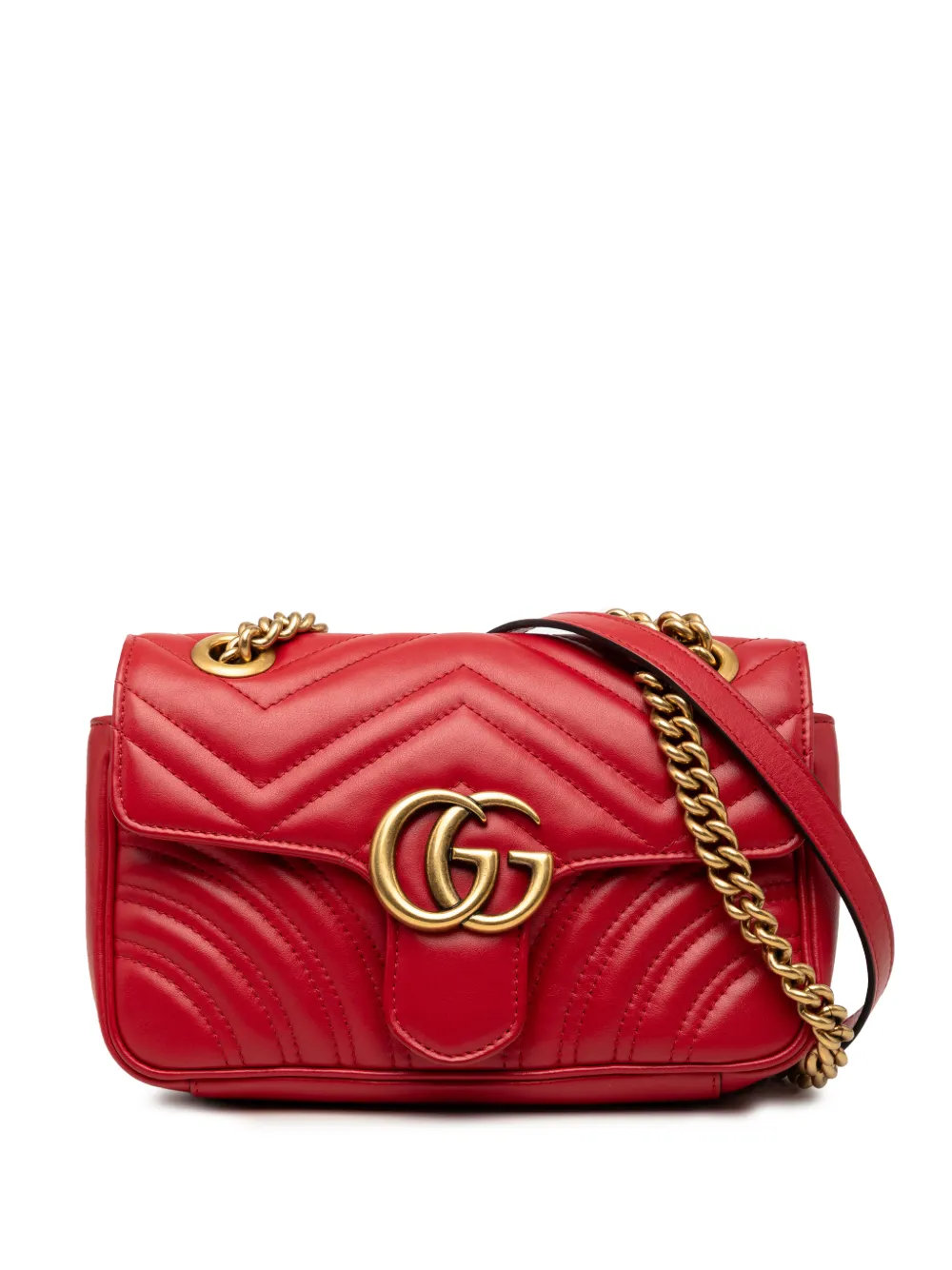 Gucci Pre-Owned 2016-2026 Small GG Marmont Matelasse Calfskin shoulder bag - Red
