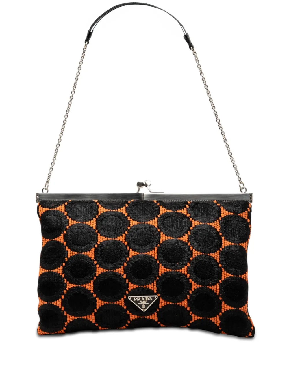 Prada Pre-Owned Clutch jacquard con catena 2000-2013 - Nero