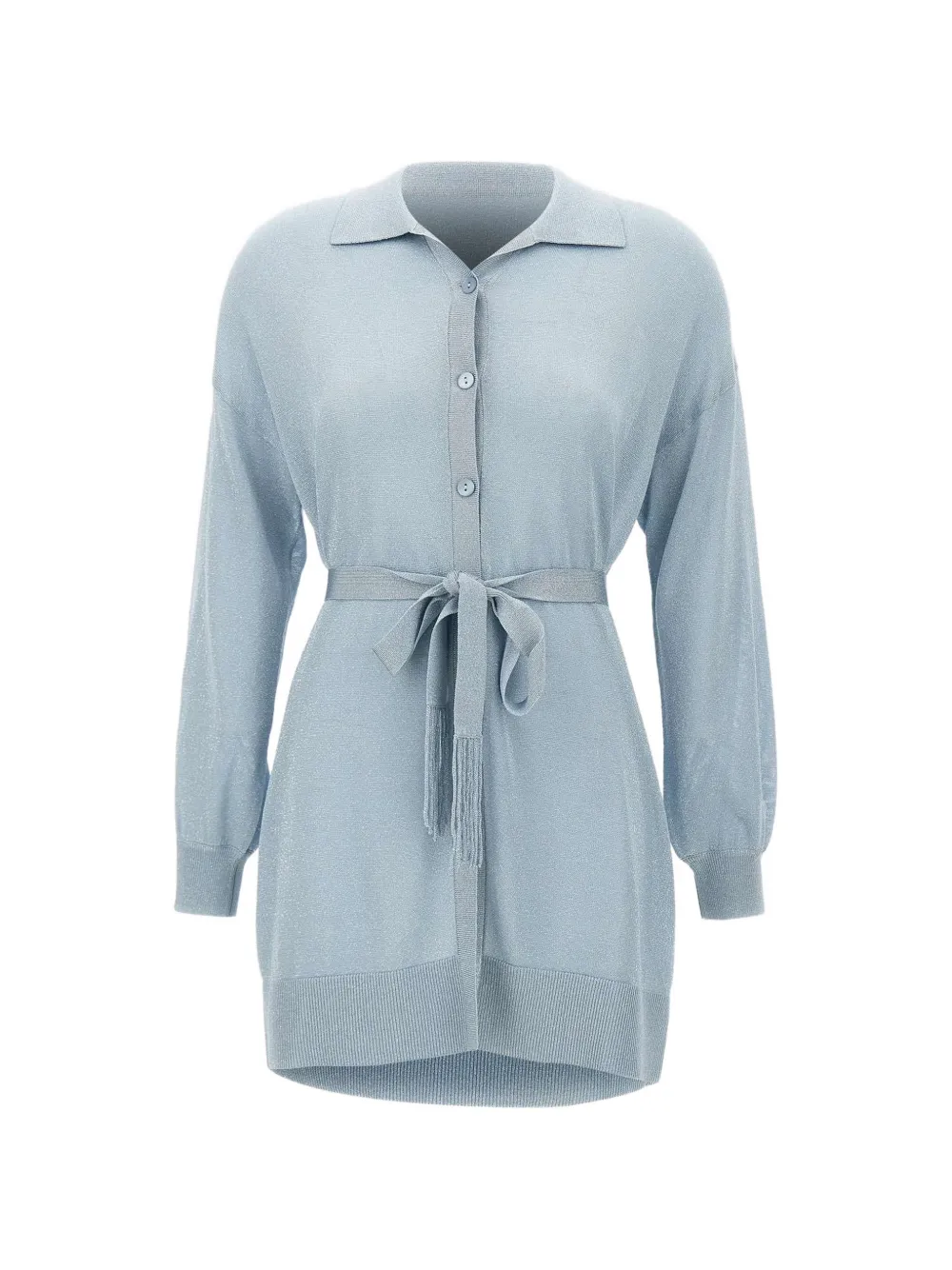 Kangra belted lurex cardi-coat - Blu