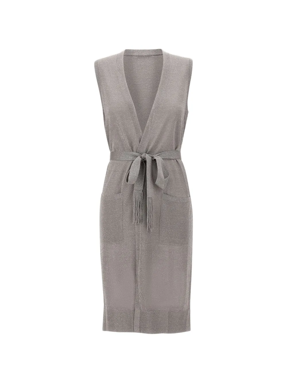Kangra lurex-knit belted cardi-coat - Grau