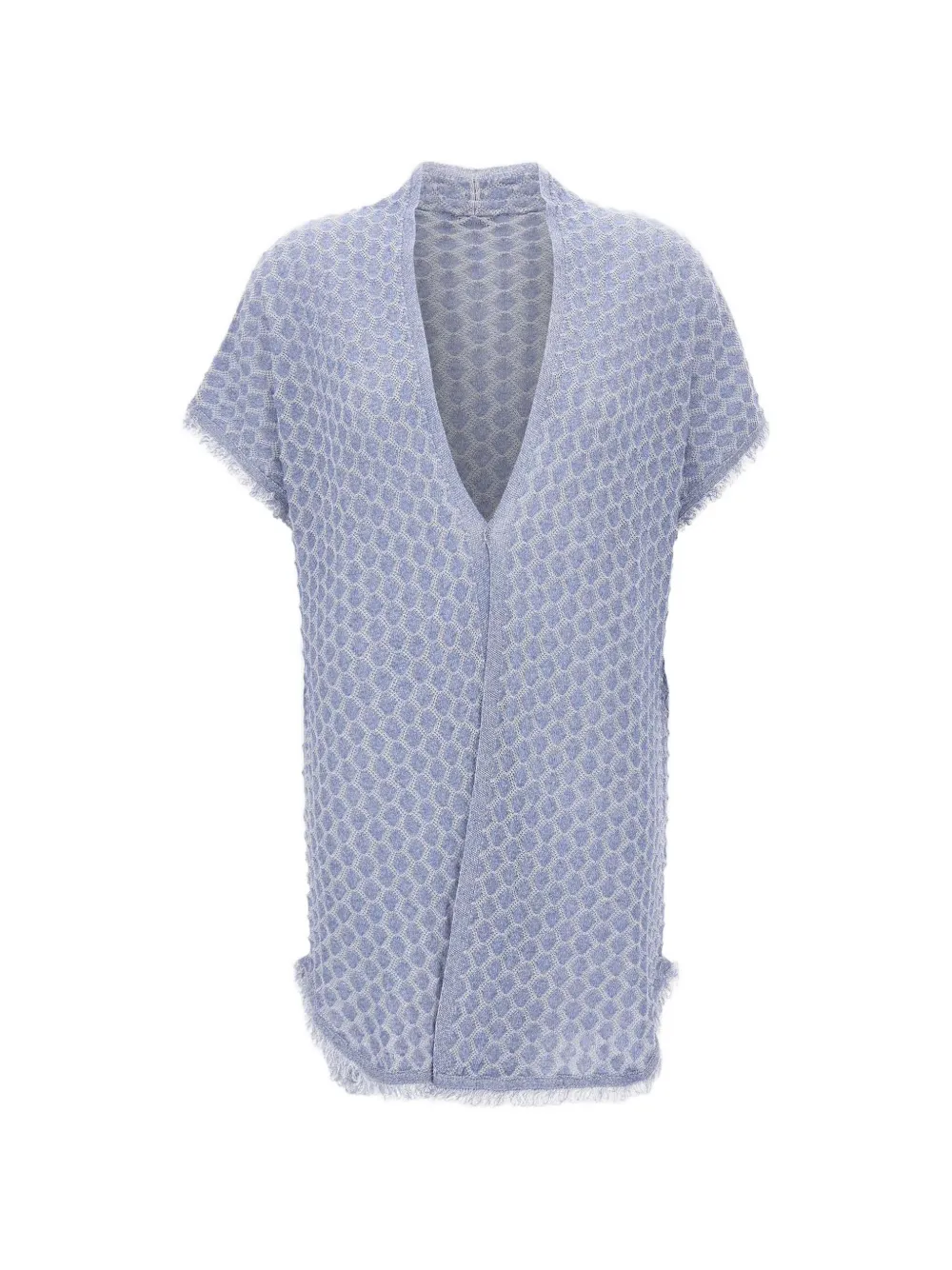Kangra fringed short-sleeve cardi-coat - Blu