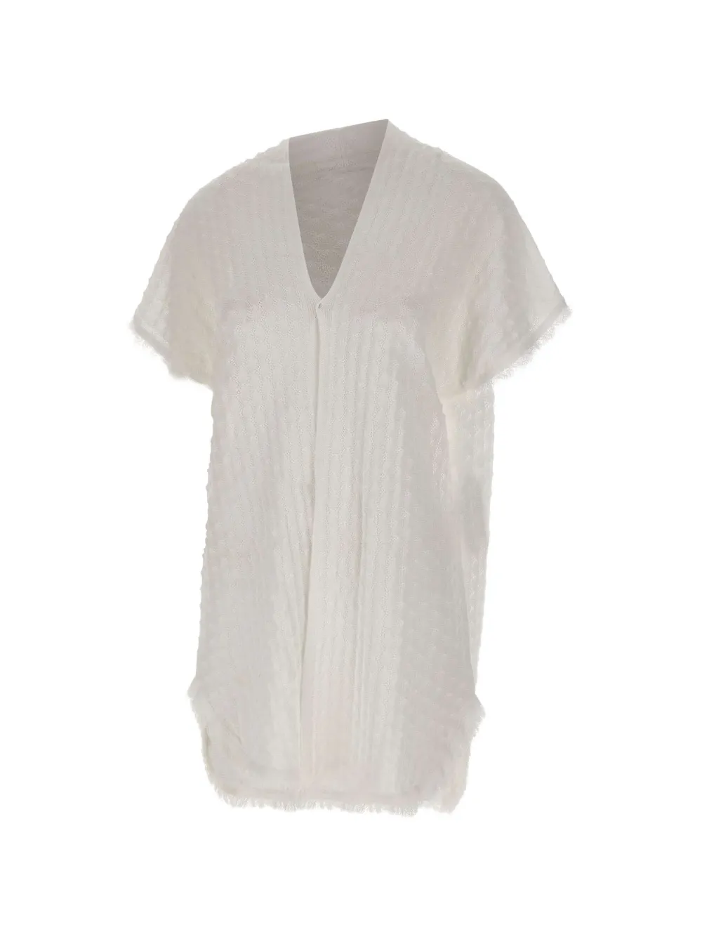 Kangra Cashmere Fringed Short-sleeve Cardigan In White