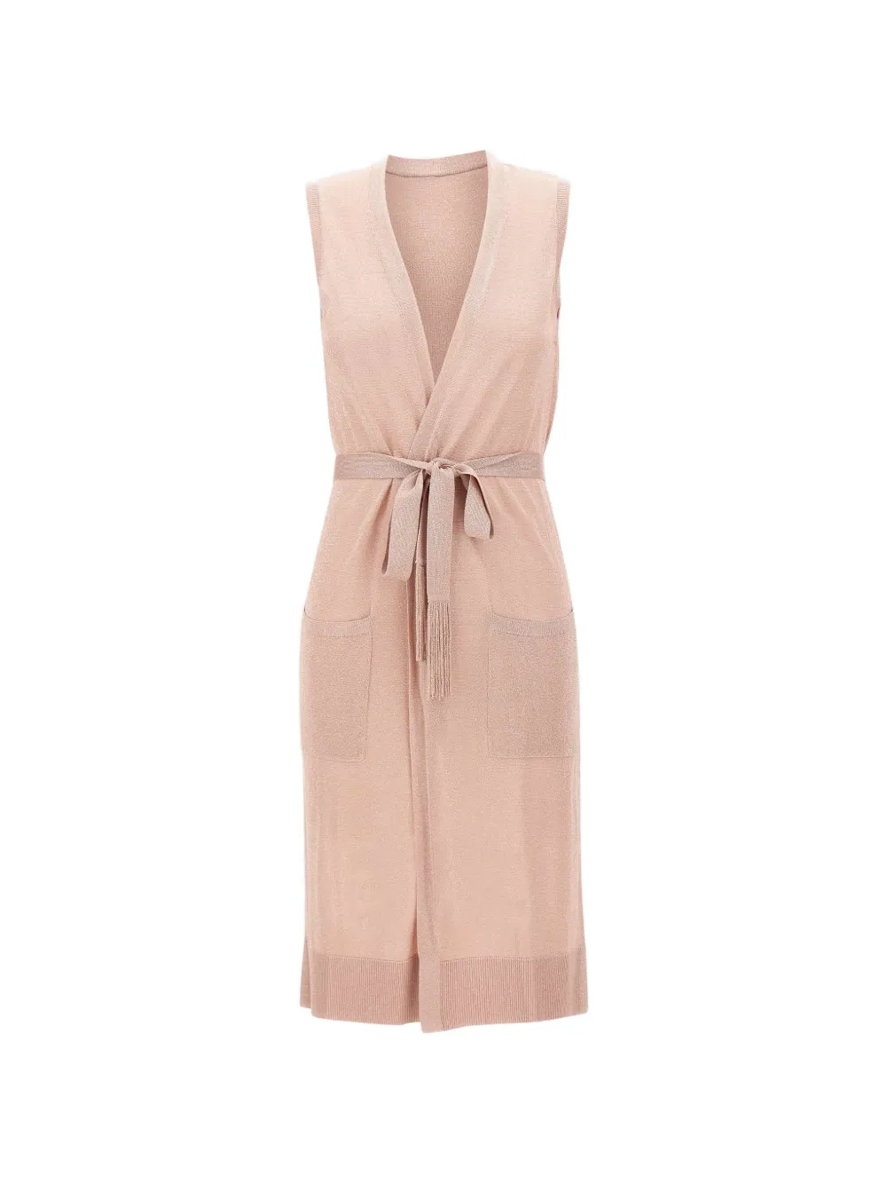 Kangra belted lurex-knit cardi-coat - Rosa