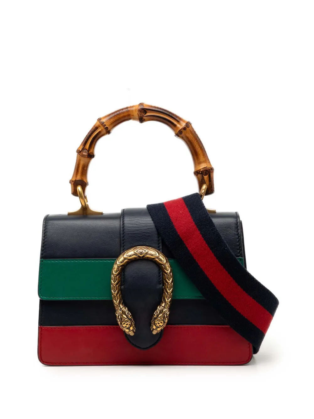 Gucci Pre-Owned 2016-2026 mini Web Bamboo Dionysus Satchel-Tasche - Blau