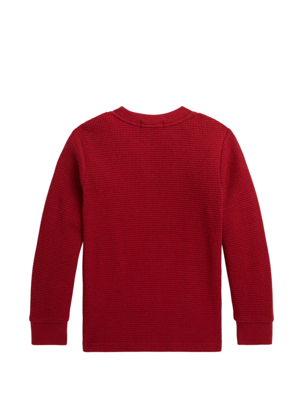 POLO RALPH LAUREN KIDS Wafelgebreide T-shirt met lange mouwen Rood