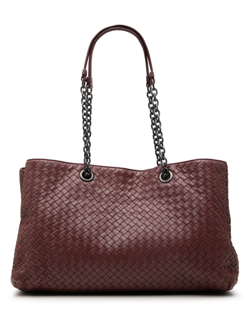 Bottega Veneta Pre-Owned Borsa tote Intrecciato grande in nappa con doppia catena 2012-2026 - Rosso