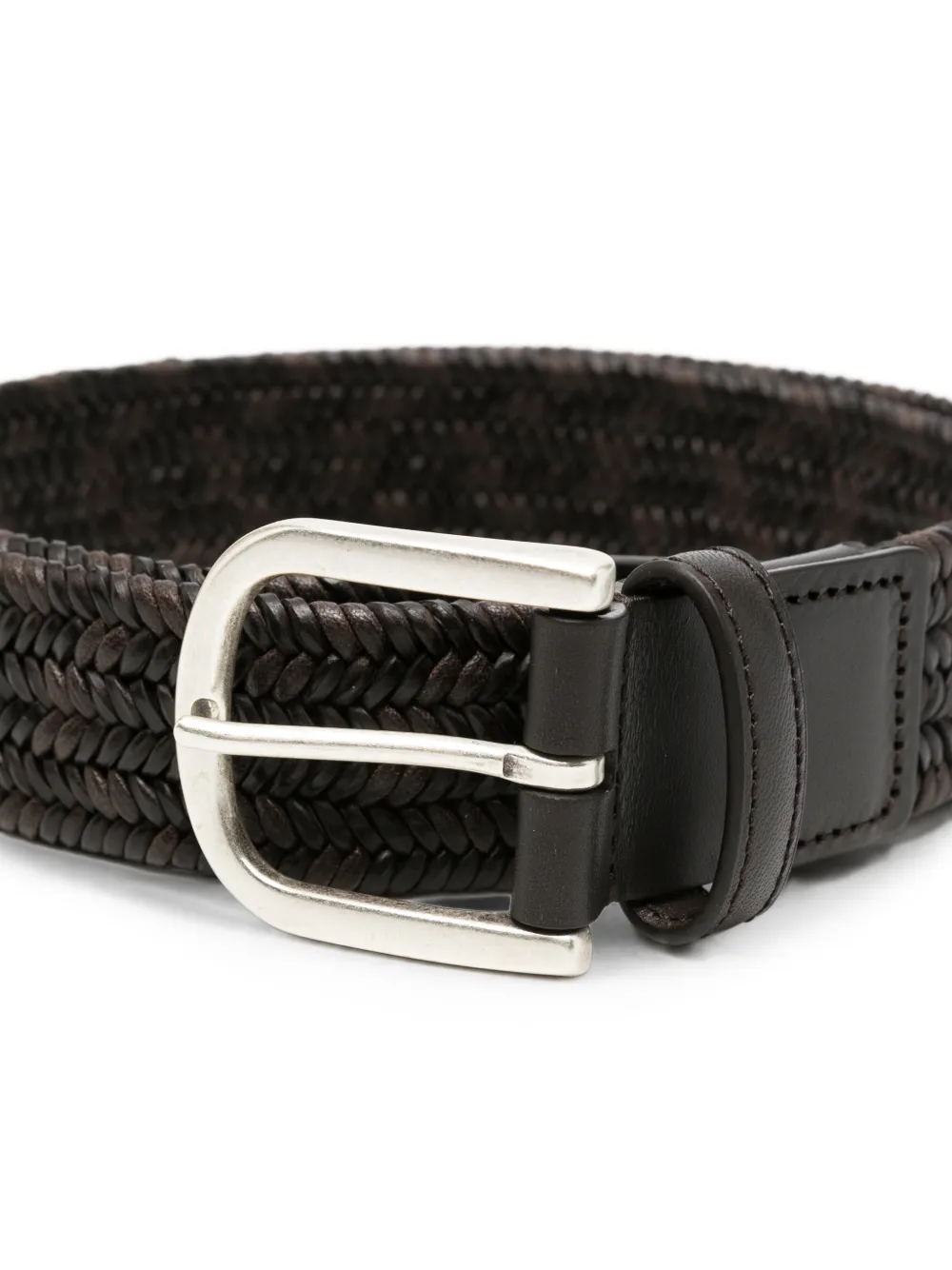 Canali Geweven leren riem Bruin