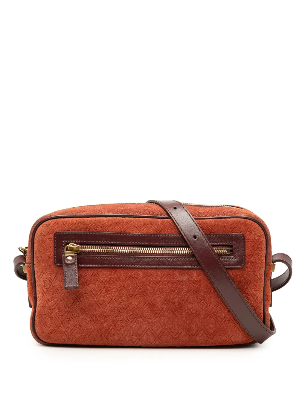 Saint Laurent Pre-Owned Borsa a tracolla in pelle scamosciata con monogramma 2019 - Marrone