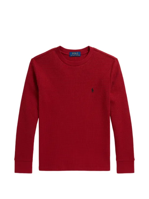 POLO RALPH LAUREN KIDS langærmet sweatshirt i vaffelstrik og bomuld