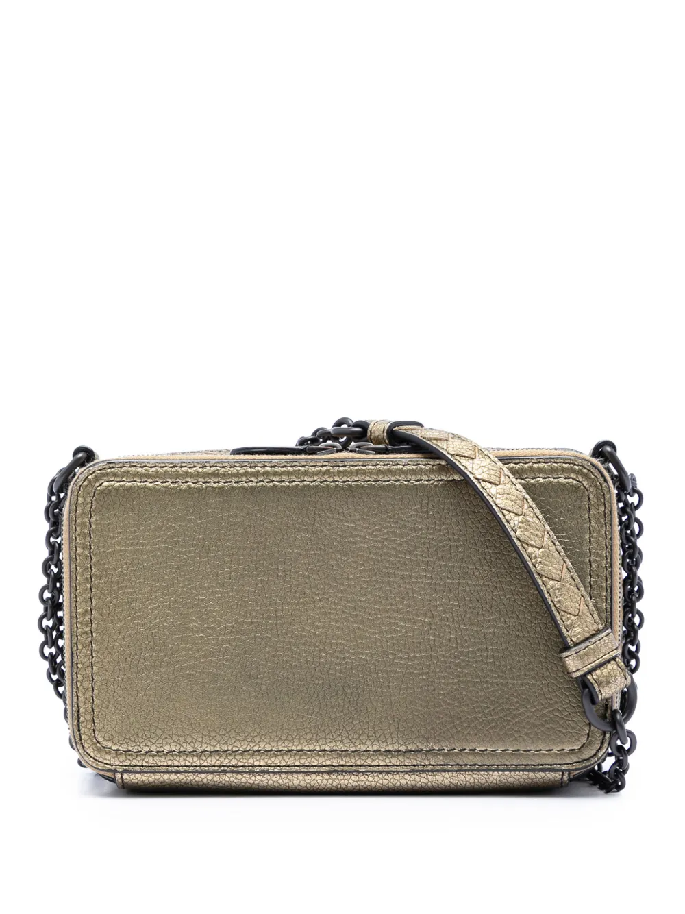 Bottega Veneta Pre-Owned Borsa a spalla in pelle metallizzata con rifiniture Intrecciato e doppia zip 2012-2026 - Oro