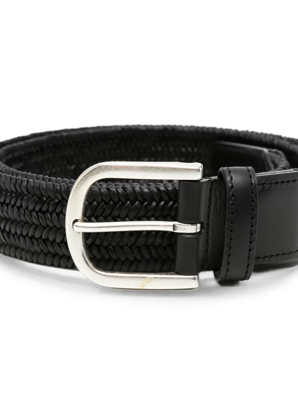 Canali Geweven leren riem Zwart