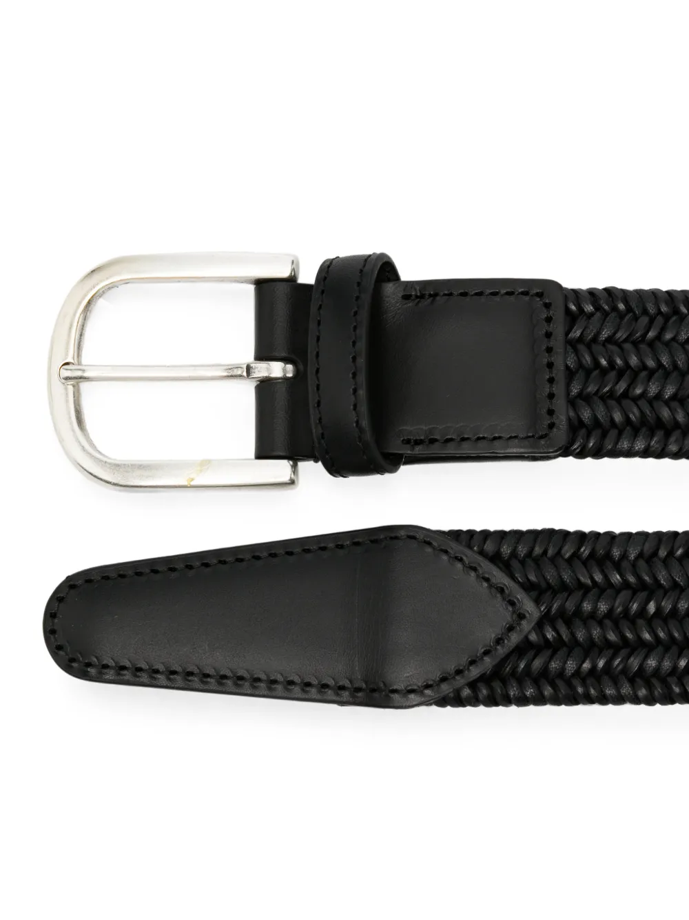 Canali Geweven leren riem Zwart