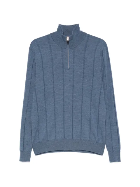 Canali ribbed quarter-zip sweater