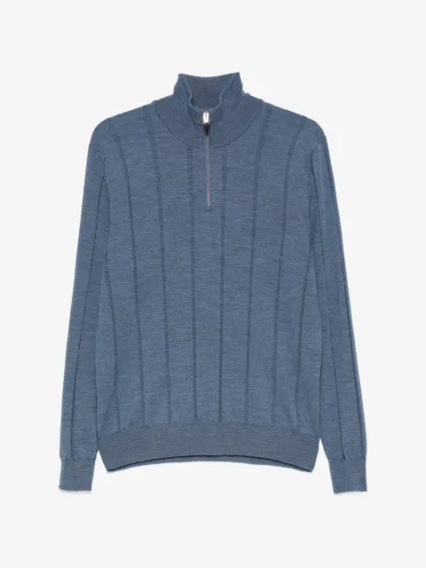 Canali ribbed quarter-zip sweater