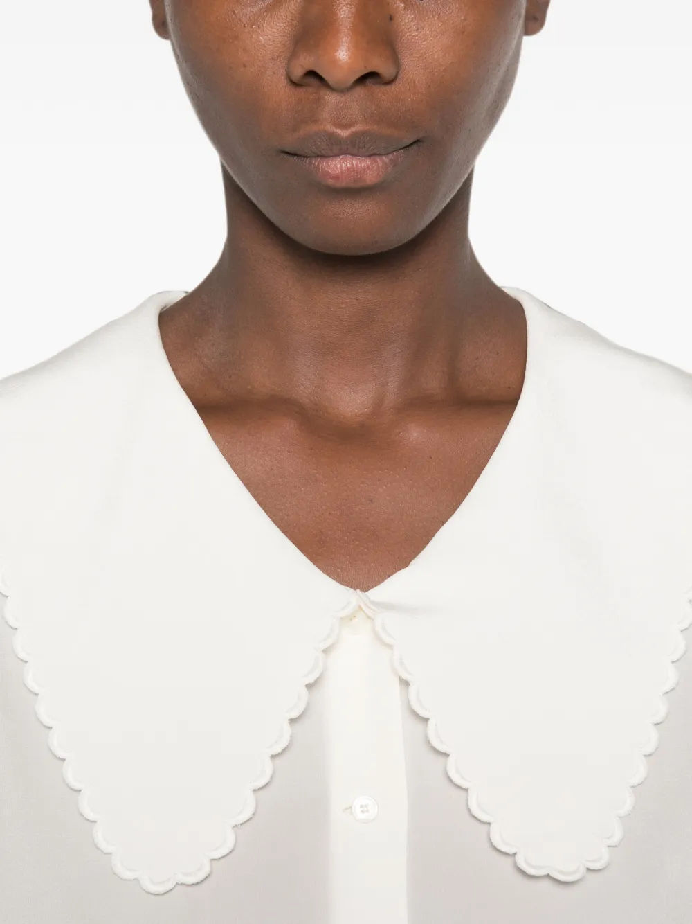 Chloé Crêpe de chine blouse met pofmouwen Wit