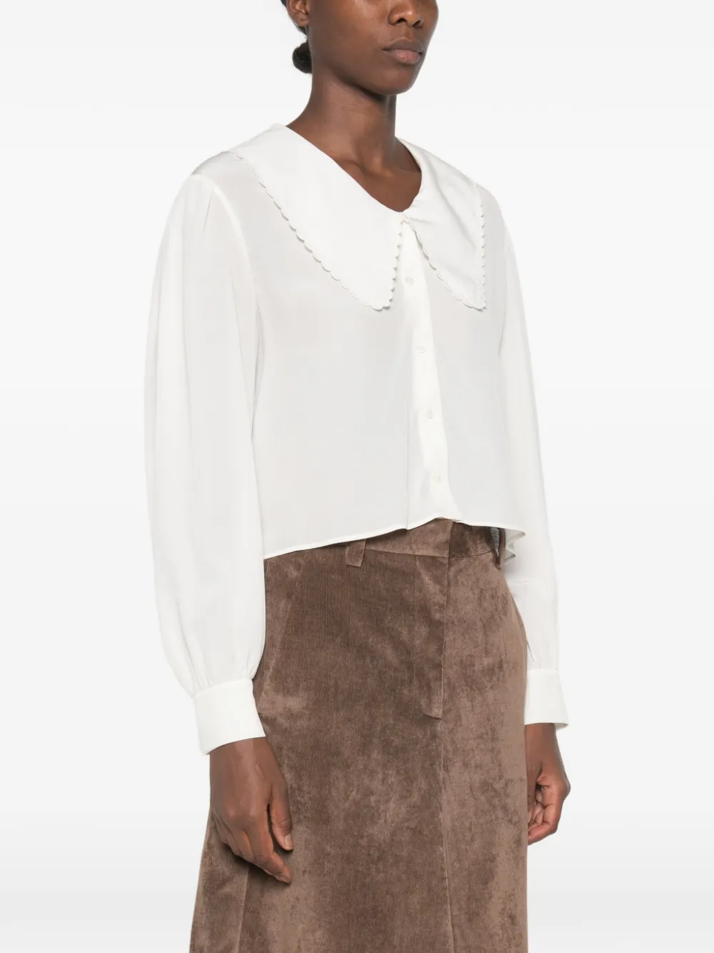 Chloé Crêpe de chine blouse met pofmouwen Wit