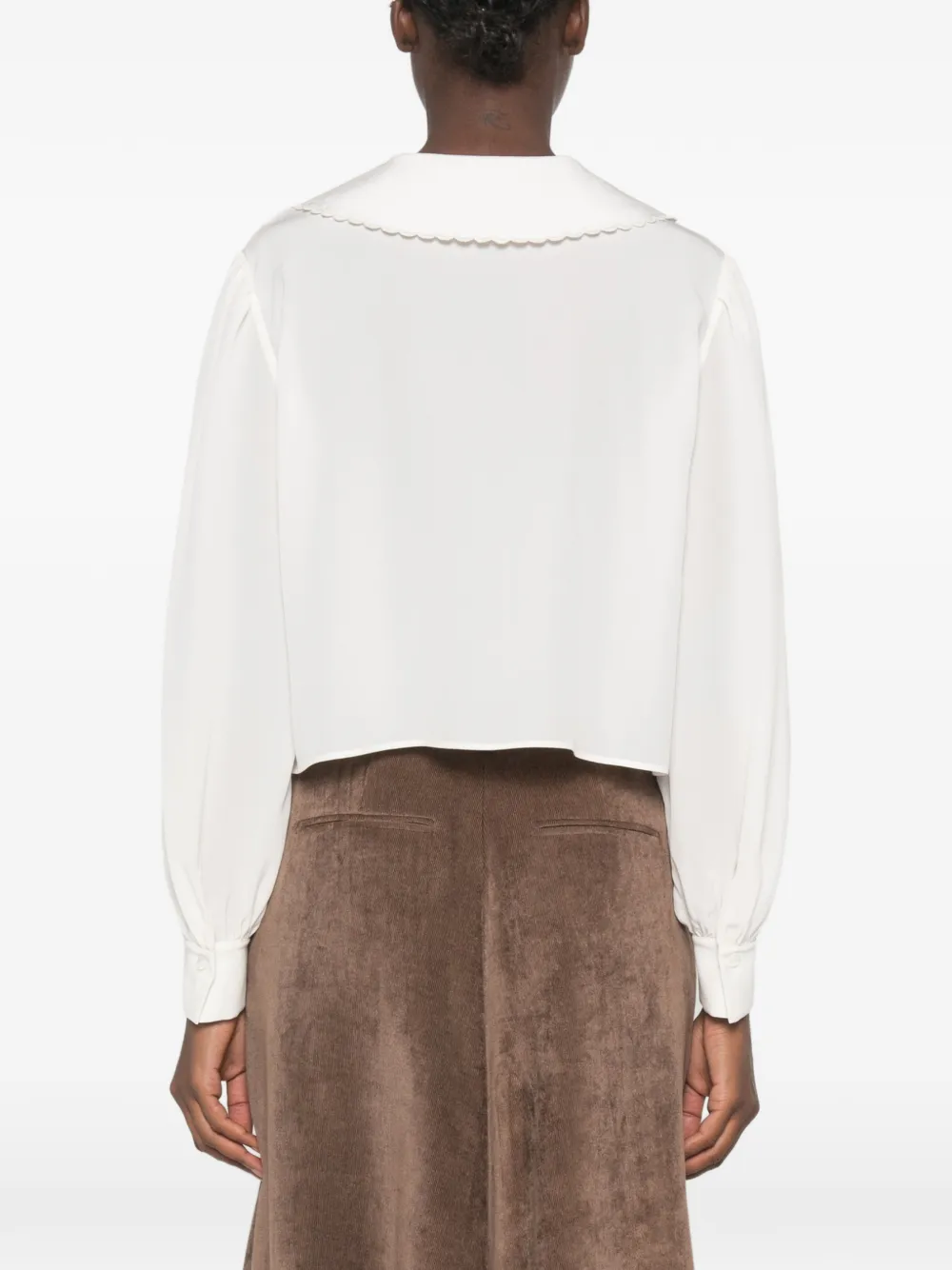 Chloé Crêpe de chine blouse met pofmouwen Wit
